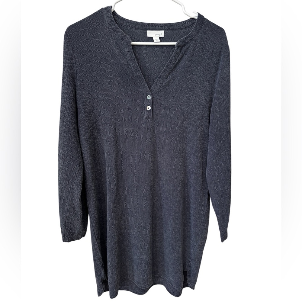 J. Jll Pure Jill Textured Tunic Top Women’s XS Slate Blue Lagenlook Boho